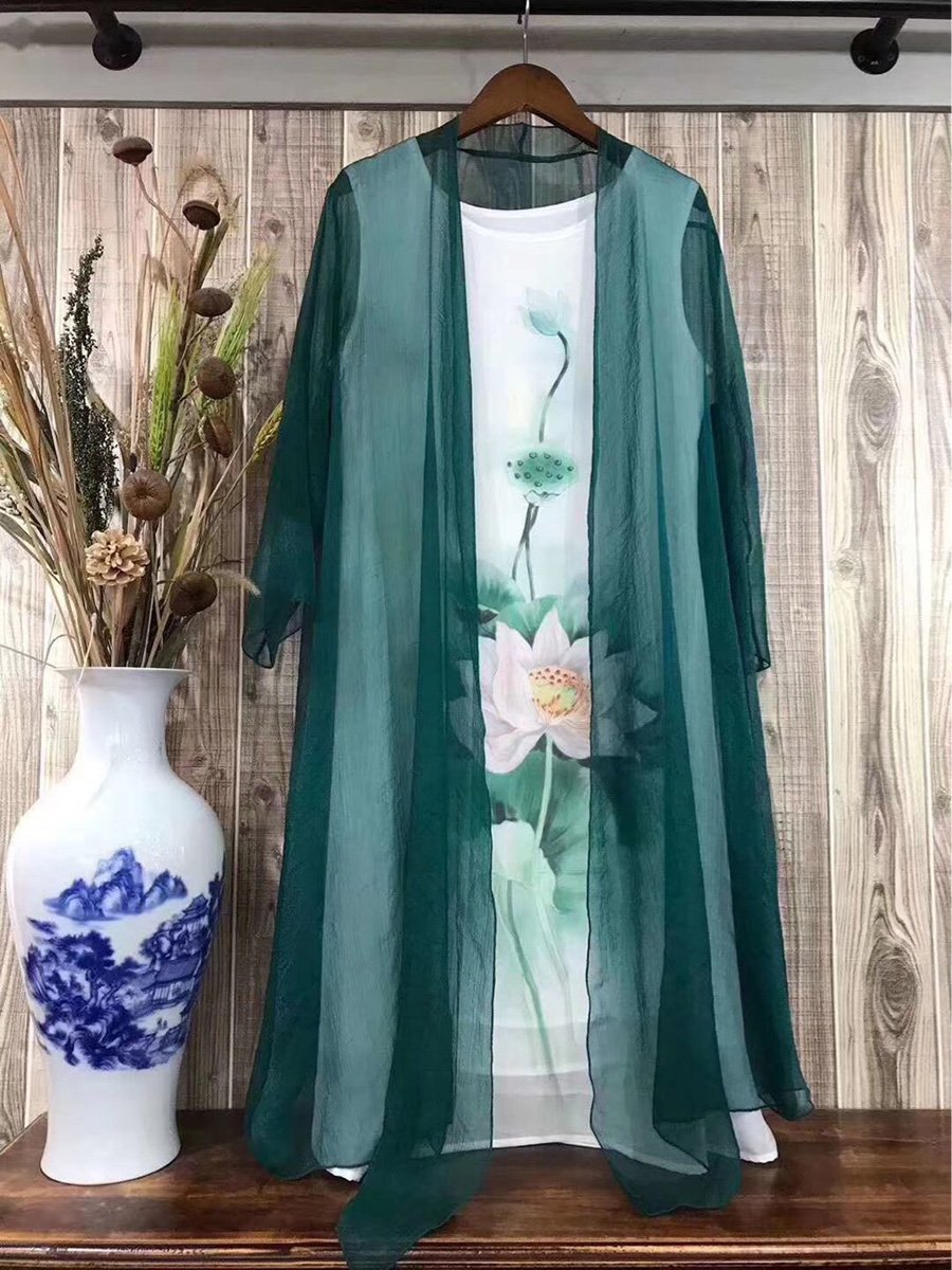 Ethnic Retro Printed Chiffon Jumpsuit Two-piece Set